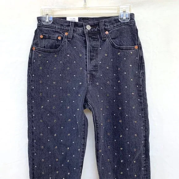Levi’s 501 Crystal Embellished Crop Jeans 24x28